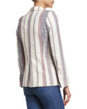 Striped Open-Front Jacket, Ivory/Multicolor