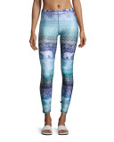 Blue Hues Fair Isle Performance Leggings, Blue