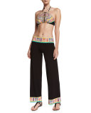 Nepal Wide-Leg Beach Coverup Pants, Multi