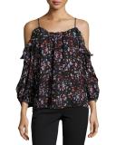 Francene Floral-Print Cold-Shoulder Blouse, Solanum