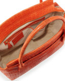 Crocodile Zipper Tote Bag, Orange Matte