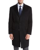 Classic Cashmere Single-Breasted Topcoat, Black