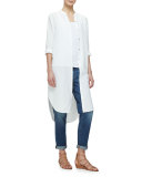 Mandarin-Collar Calf-Length Shirt