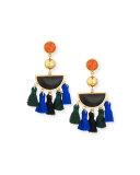 Fiesta Black Agate Tassel Earrings
