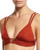 Jaydah Strappy Braided Bralette Swim Top, Metallic Orange 