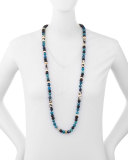 Long Single-Strand Agate Necklace, Blue