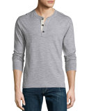 Basic Long-Sleeve Henley Shirt, Gray