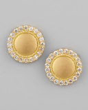 Diamond-Scalloped-Edge Stud Earrings