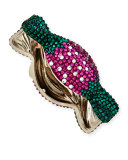 Strawberry Crystal Candy Pillbox, Silver/Strawberry