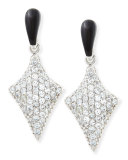 Art Deco Black Enamel & White Zircon Pave Arrow Earrings