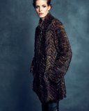Herringbone-Pattern Mink Fur Coat 