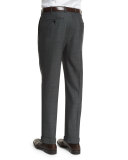 Parker Micro Box-Check Trousers, Gray