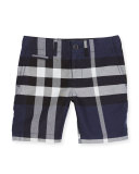 Tristen Check Lightweight Chino Shorts, Navy, Size 4-14