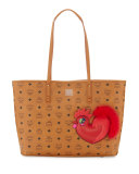 New Year Series Medium Top-Zip Shopper Bag, Cognac