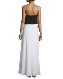 Alyse Strapless Popover Gown, White/Black