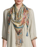 Dunes Georgette-Print Silk Scarf, Multi