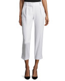Nicole Cropped Italian Cady Pants, White