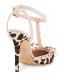 lydia studded calf-hair pump, blush/brown leopard