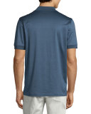 Heathered Knit Polo Shirt, Blue
