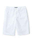 Cotton Twill Bermuda Shorts, White, Size 2-4