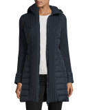 Mesa Cable-Quilted Puffer Coat, Navy