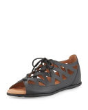 Betsi Laser-Cut Lace-Up Sandal