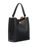 Milla Large Leather Hobo Bag, Black 