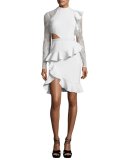 Ophelia Lace-Sleeve Cocktail Dress, Ice Blue