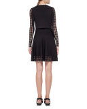 Sleeveless Lace-Trim Fit-&-Flare Dress, Black