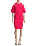 Cold-Shoulder Bell-Sleeve Sheath Dress