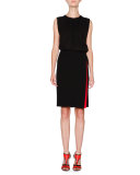 Shirred-Neck Silk Tank, Black