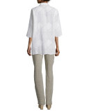 Patchwork Cotton Eyelet Shirt 