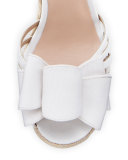 biana grosgrain bow wedge sandal, ivory