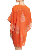 Auberge Embroidered Kimono Coverup, Orange