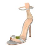 Martini Portofino Ankle-Wrap 105mm Sandal, Silver