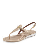 Violette II Leather T-Strap Sandal, Soft Gold