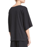 Pima Kimono-Sleeve Tunic, Black