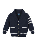 Cotton Varsity Sweater, Navy/White, Size 2T-7Y