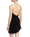 Strapless Velvet Cocktail Dress, Black