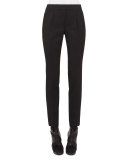 Pleated-Front Tapered Pants, Black