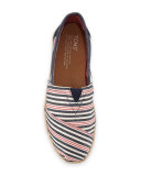 Seasonal Classic Alpargata Canvas Slip-On, Navy/Red Stripe