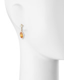 18K Yellow Gold Mandarin Garnet & Diamond Drop Earrings