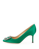 Hangisi Crystal-Buckle Satin 70mm Pump