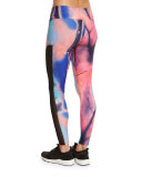 Tuxedo Printed Athletic Leggings, Chemistry/Black Mesh