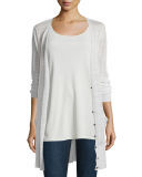 V-Neck Button-Front Long Sheer Hemp Cardigan