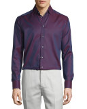 Micro-Dot Long-Sleeve Sport Shirt, Burgundy