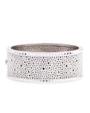 Rock and Diamond Wide 18K White Gold Bangle with Diamonds