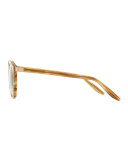 Dalziel Round Sunglasses with Metal Bar, Horn