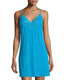 Feathers Chemise W/Lace Trim, Caribbean Blue 