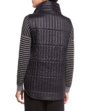Quilted Stand-Collar Vest, Black